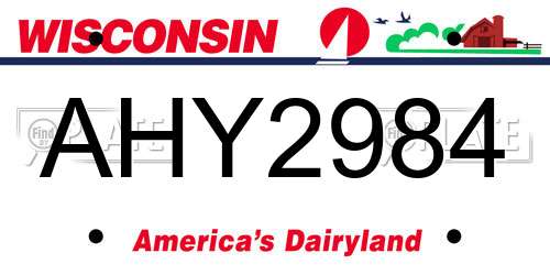 AHY2984 Wisconsin License Plate