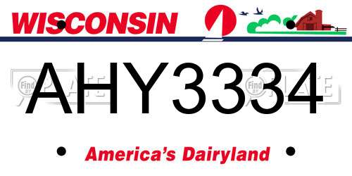 AHY3334 Wisconsin License Plate