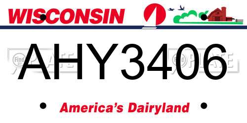 AHY3406 Wisconsin License Plate