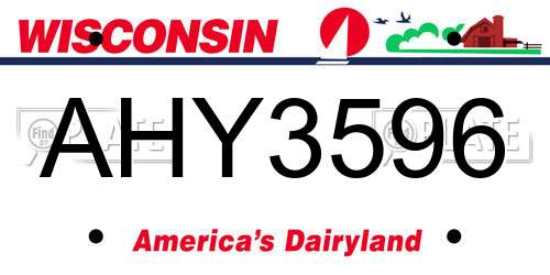 AHY3596 Wisconsin License Plate