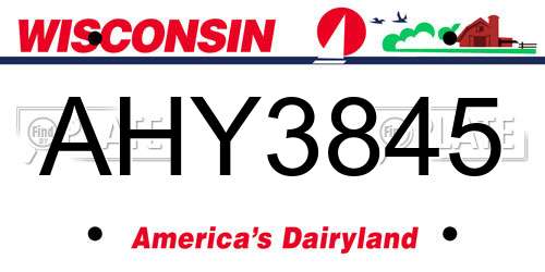 AHY3845 Wisconsin License Plate