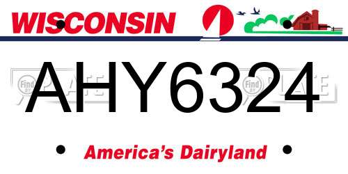 AHY6324 Wisconsin License Plate