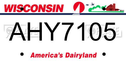 AHY7105 Wisconsin License Plate