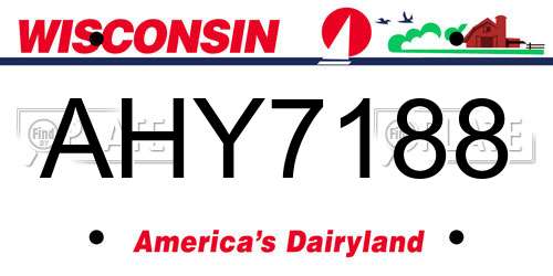 AHY7188 Wisconsin License Plate