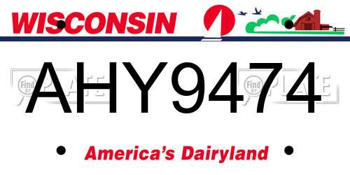 AHY9474 Wisconsin License Plate