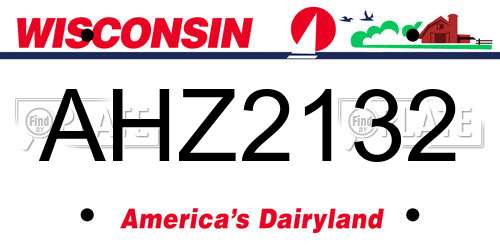 AHZ2132 Wisconsin License Plate