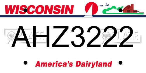 AHZ3222 Wisconsin License Plate