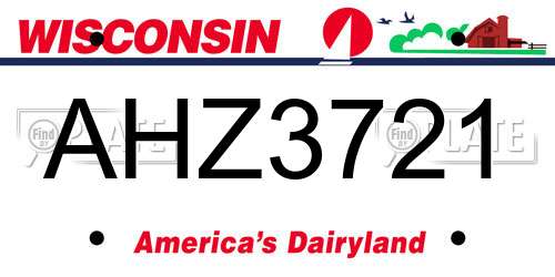 AHZ3721 Wisconsin License Plate