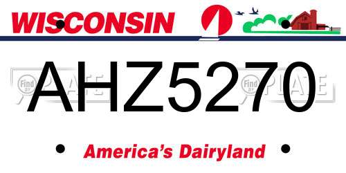 AHZ5270 Wisconsin License Plate