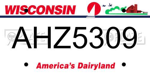 AHZ5309 Wisconsin License Plate