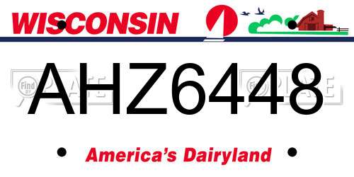AHZ6448 Wisconsin License Plate