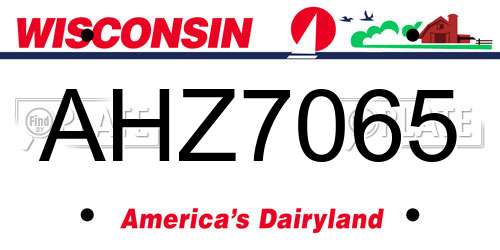 AHZ7065 Wisconsin License Plate