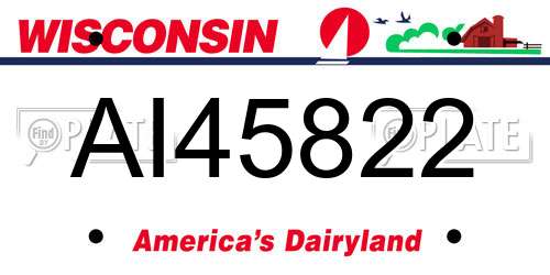 AI45822 Wisconsin License Plate