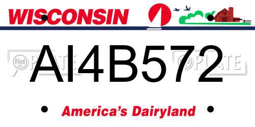 AI4B572 Wisconsin License Plate