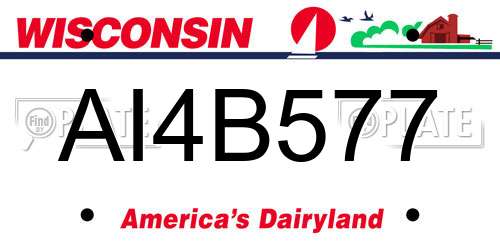 AI4B577 Wisconsin License Plate