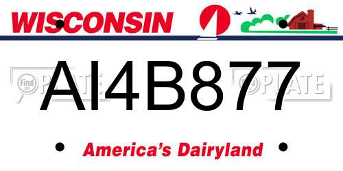 AI4B877 Wisconsin License Plate