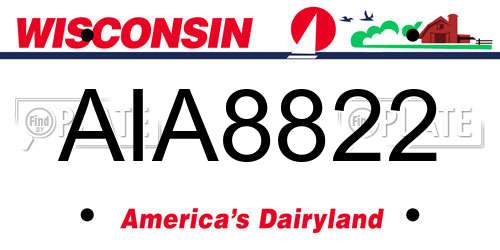 AIA8822 Wisconsin License Plate