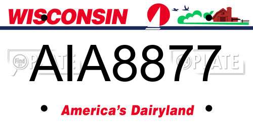 AIA8877 Wisconsin License Plate