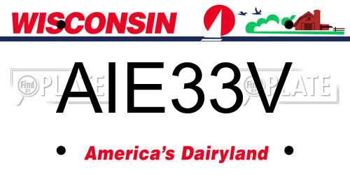 AIE33V Wisconsin License Plate