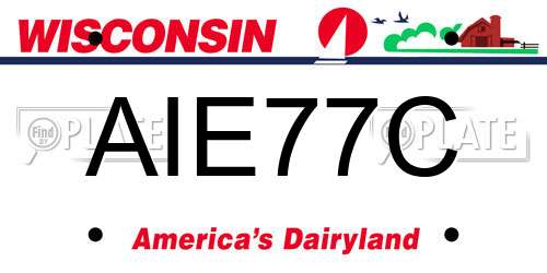 AIE77C Wisconsin License Plate