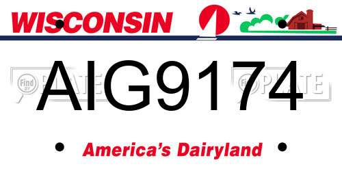 AIG9174 Wisconsin License Plate