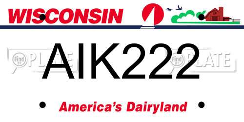 AIK222 Wisconsin License Plate