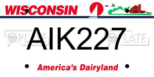 AIK227 Wisconsin License Plate
