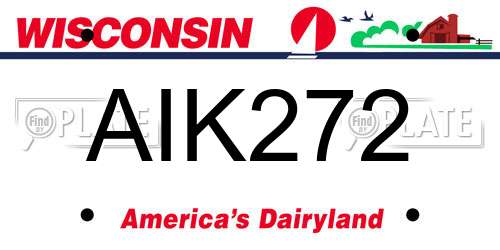AIK272 Wisconsin License Plate
