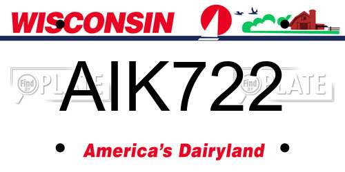 AIK722 Wisconsin License Plate