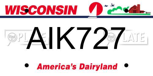 AIK727 Wisconsin License Plate
