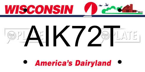 AIK72T Wisconsin License Plate