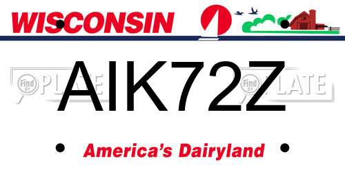 AIK72Z Wisconsin License Plate