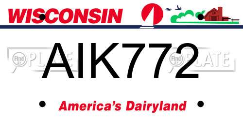 AIK772 Wisconsin License Plate