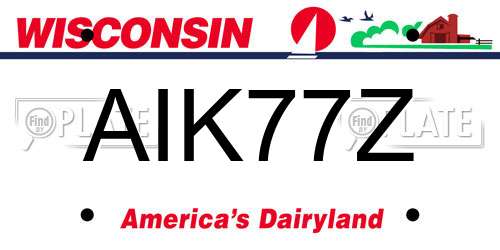 AIK77Z Wisconsin License Plate