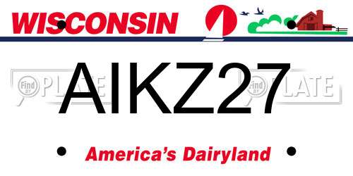 AIKZ27 Wisconsin License Plate