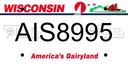 AIS8995 Wisconsin License Plate