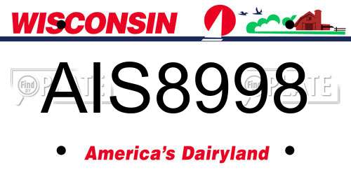 AIS8998 Wisconsin License Plate