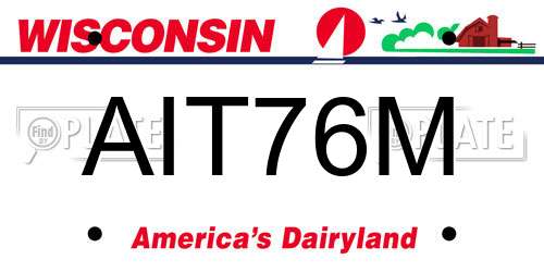 AIT76M Wisconsin License Plate