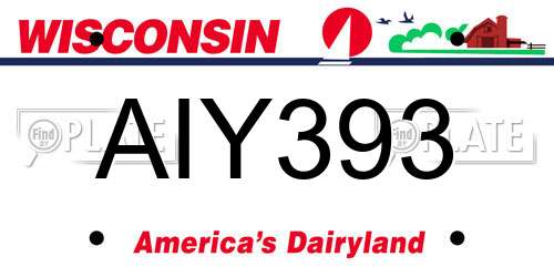 AIY393 Wisconsin License Plate
