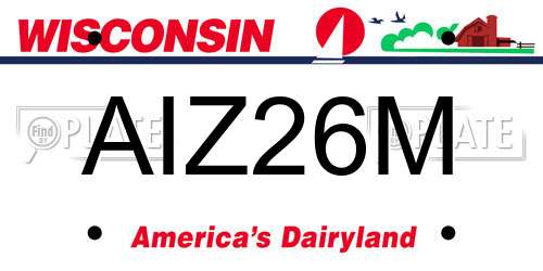AIZ26M Wisconsin License Plate