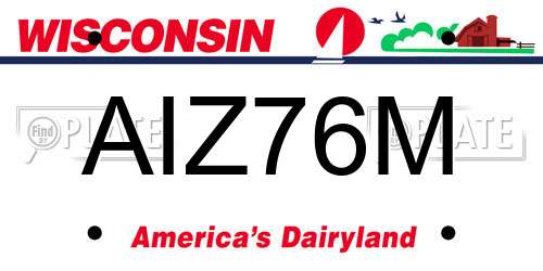 AIZ76M Wisconsin License Plate