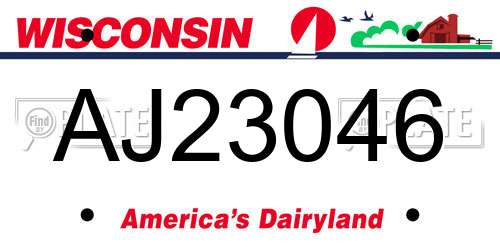 AJ23046 Wisconsin License Plate