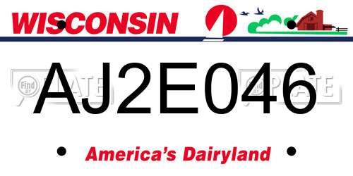 AJ2E046 Wisconsin License Plate