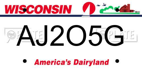 AJ2O5G Wisconsin License Plate
