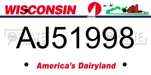 AJ51998 Wisconsin License Plate