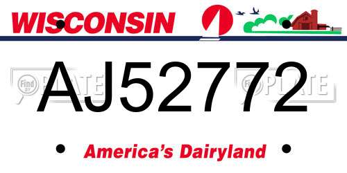 AJ52772 Wisconsin License Plate