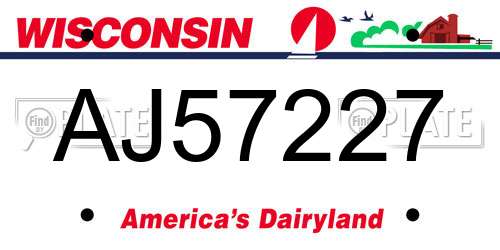 AJ57227 Wisconsin License Plate