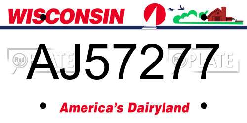 AJ57277 Wisconsin License Plate