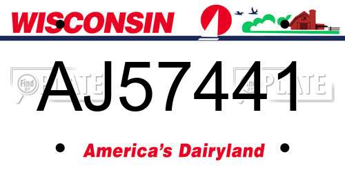 AJ57441 Wisconsin License Plate