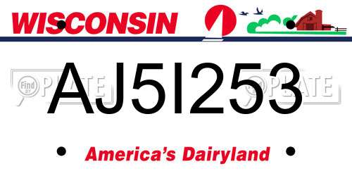 AJ5I253 Wisconsin License Plate